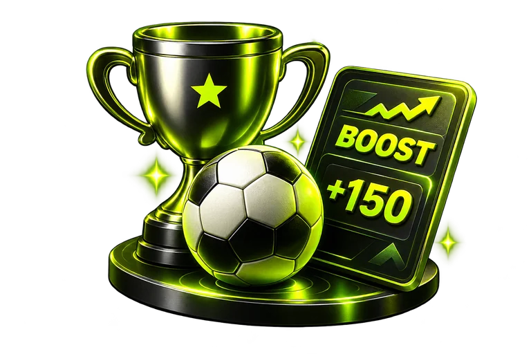 Sportsbook trophy, football and bet boost illustration